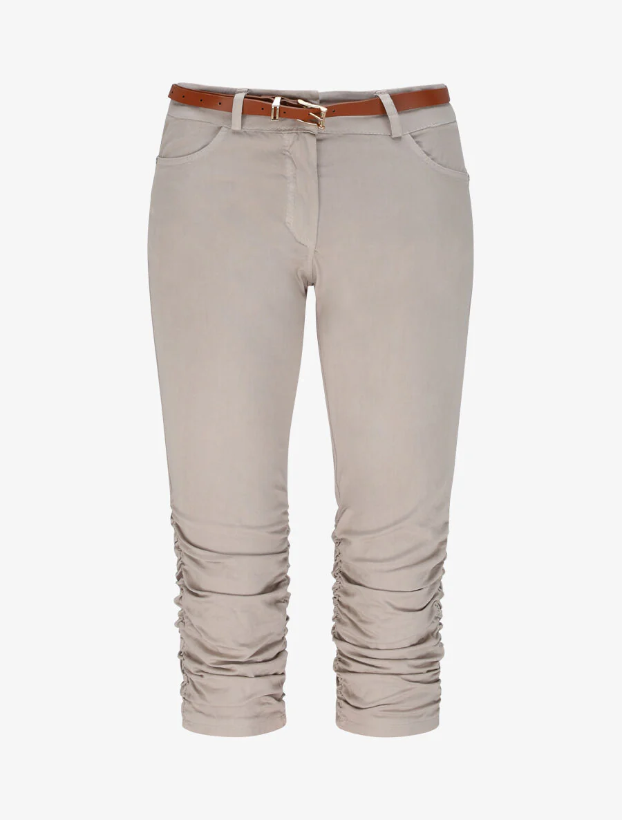 Effen shorts met elastische boorden - beige