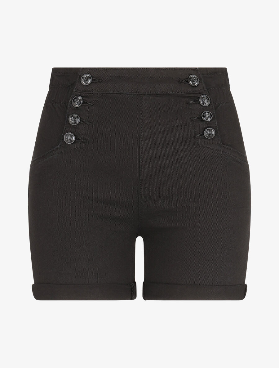 Effen shorts met elastische tailleband - zwart