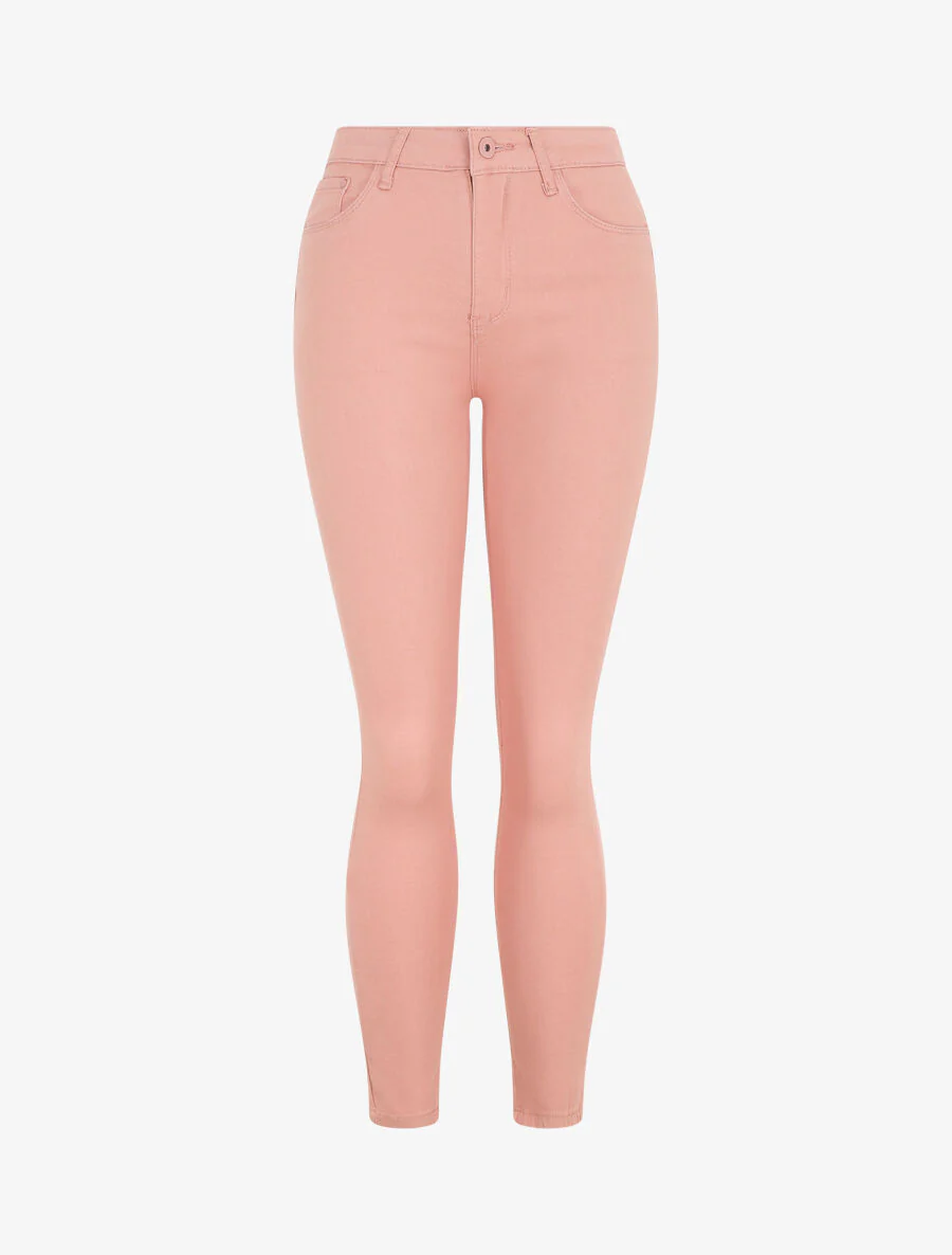 Effen skinny jeans - Zalmroze