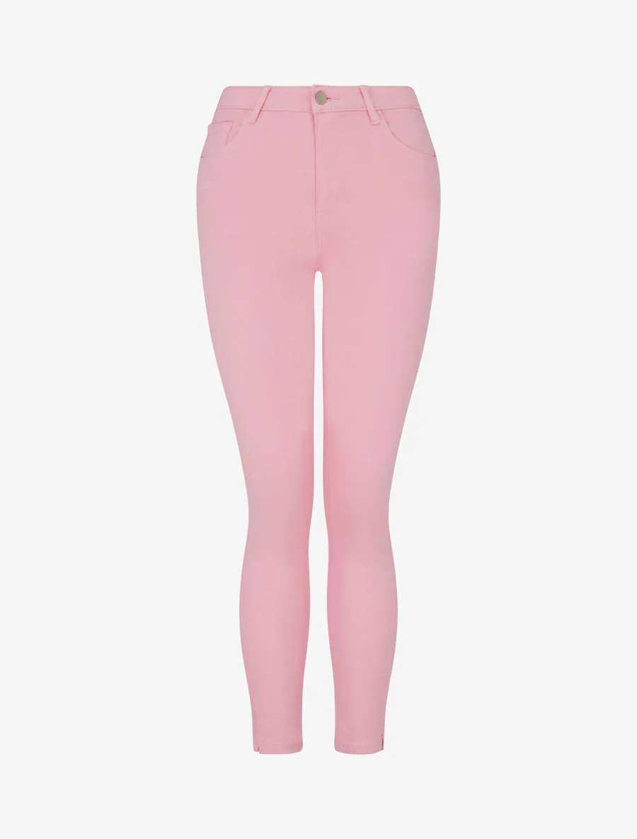 Effen skinny jeans met normale taille - Roos