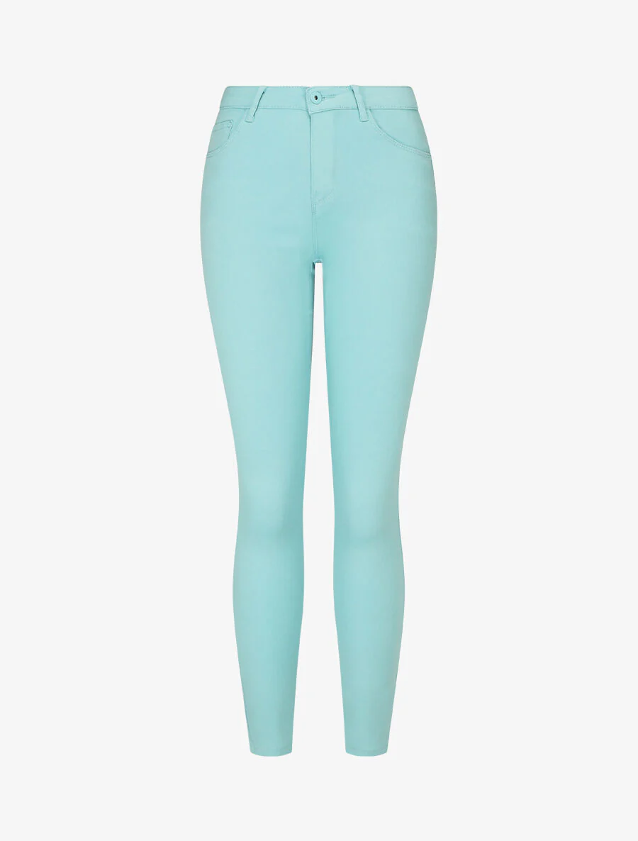 Effen skinny push up jeans - Turkoois