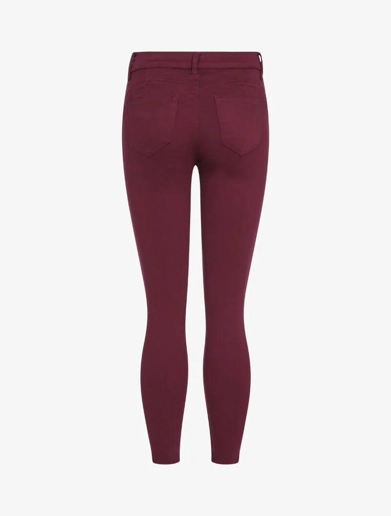 Effen slim fit jeans - wijnrood - Image 2