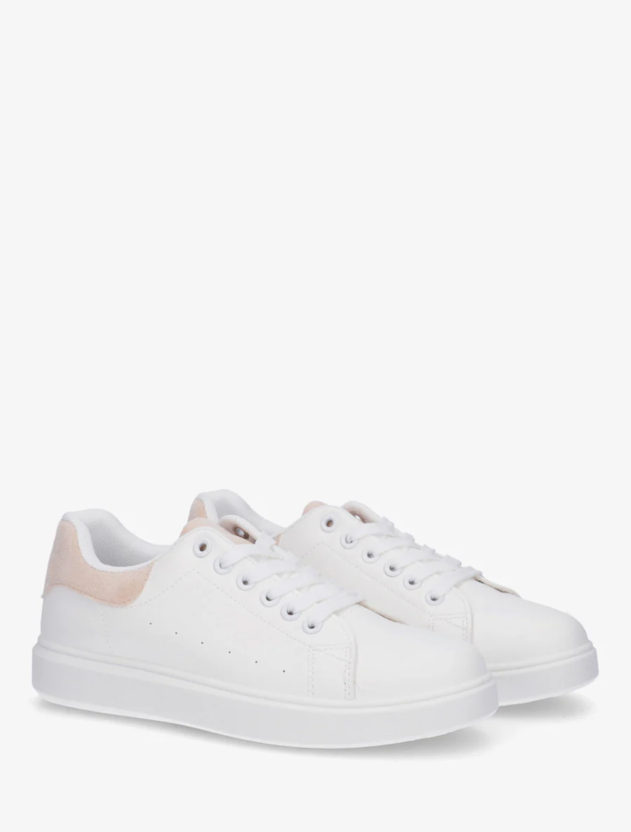 Effen sneakers met contrasterende hielversteviging - Beige - Image 4