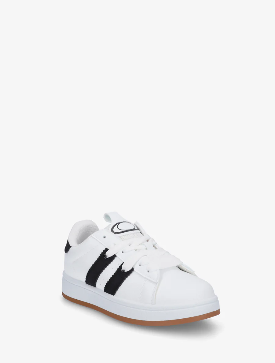 Effen sneakers met contrasterende strepen - Wit - Image 2