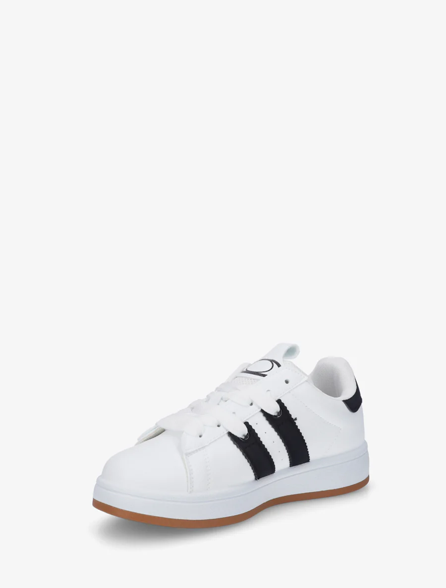 Effen sneakers met contrasterende strepen - Wit - Image 3