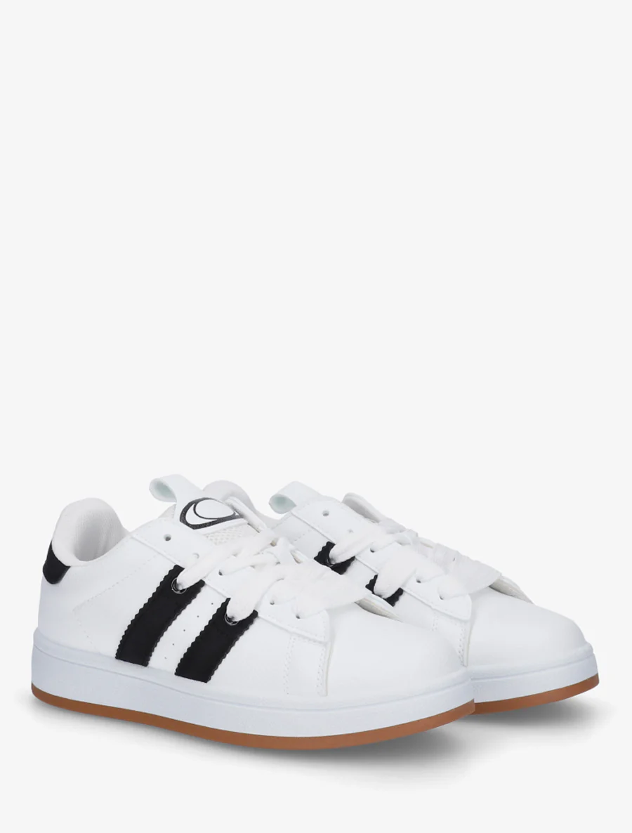 Effen sneakers met contrasterende strepen - Wit - Image 4