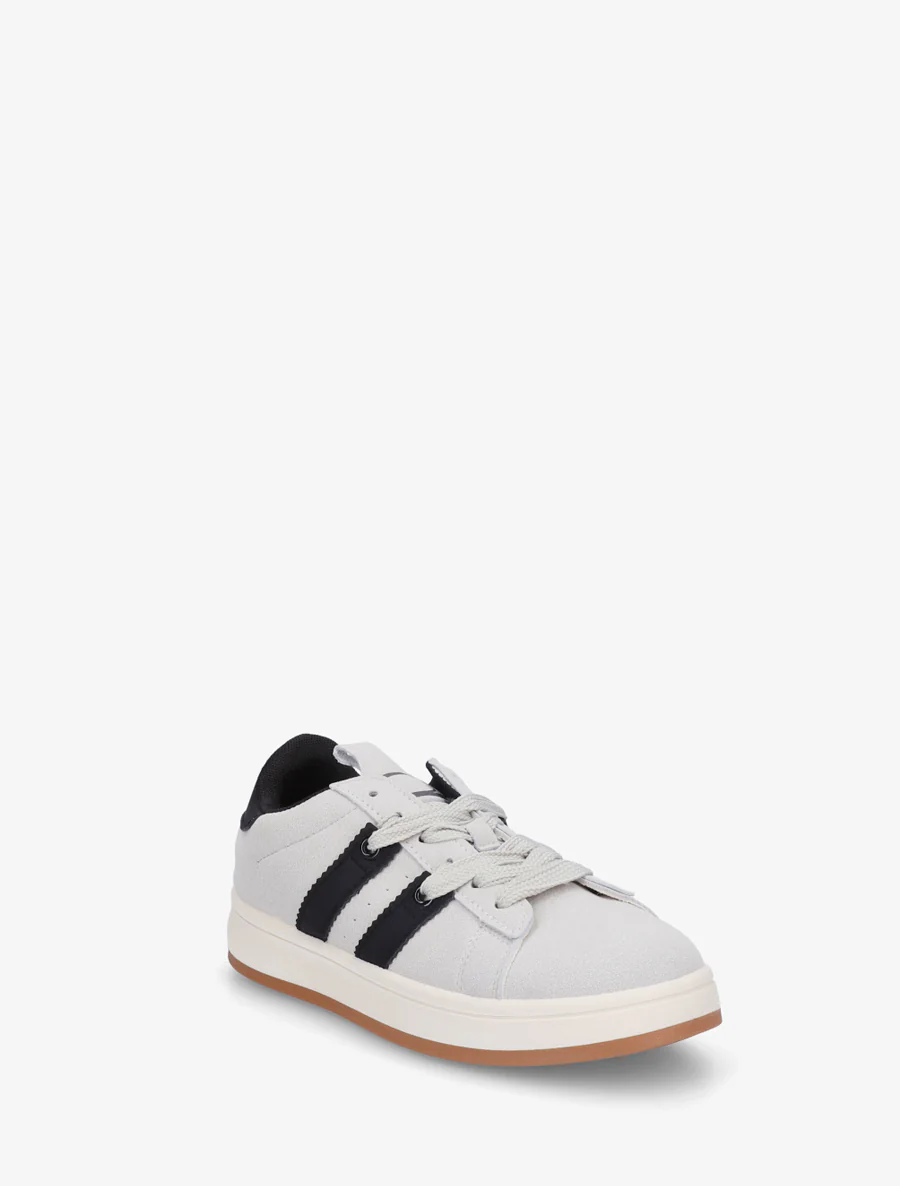 Effen sneakers met contrasterende strepen - Grijs - Image 2