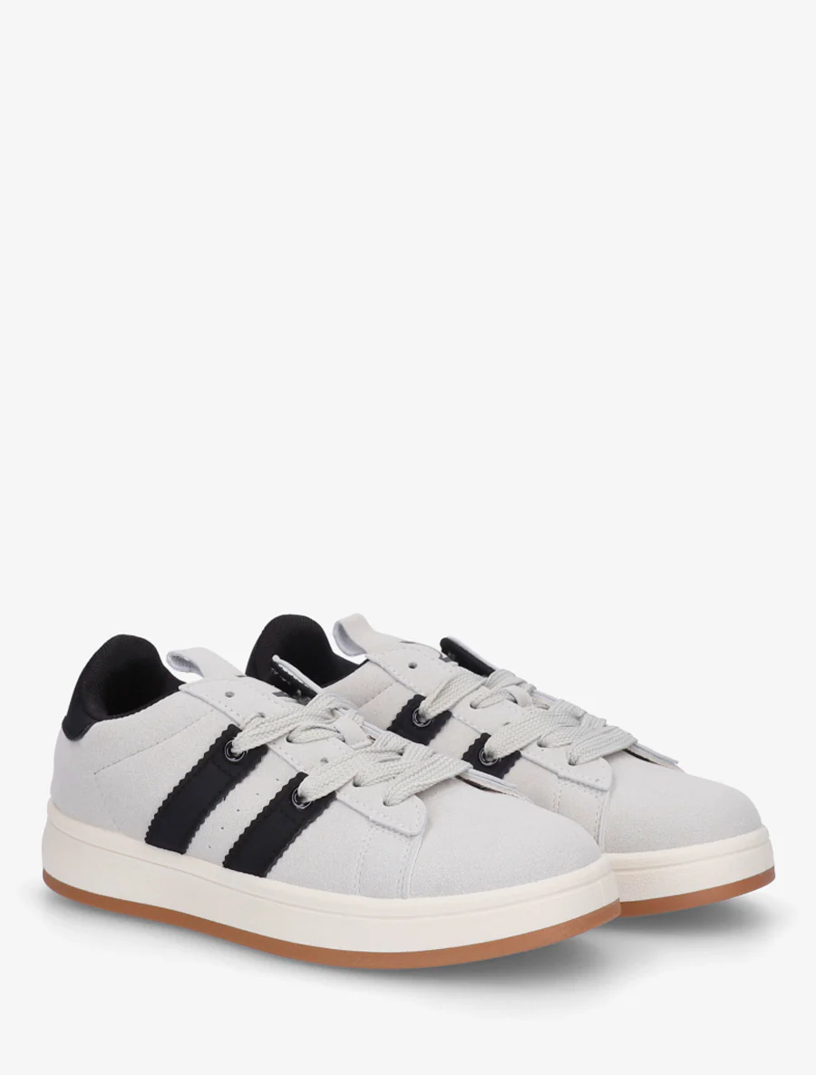 Effen sneakers met contrasterende strepen - Grijs - Image 4