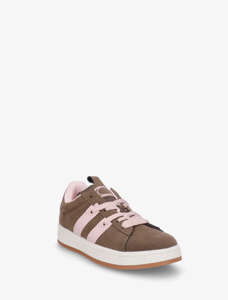 Effen sneakers met contrasterende strepen - Bruin - Image 2