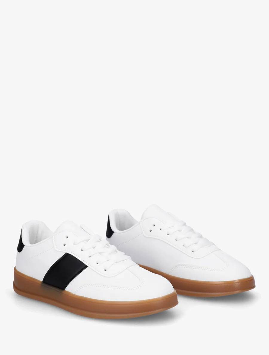 Effen sneakers met rubberen zool - Wit - Image 4