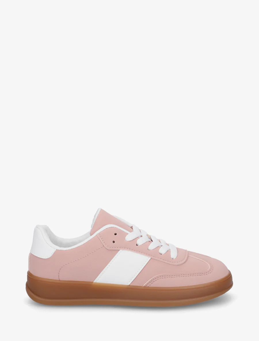 Effen sneakers met rubberen zool - Roos
