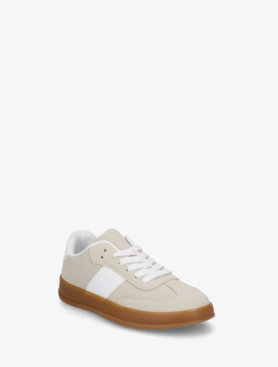 Effen sneakers met rubberen zool - Beige - Image 2