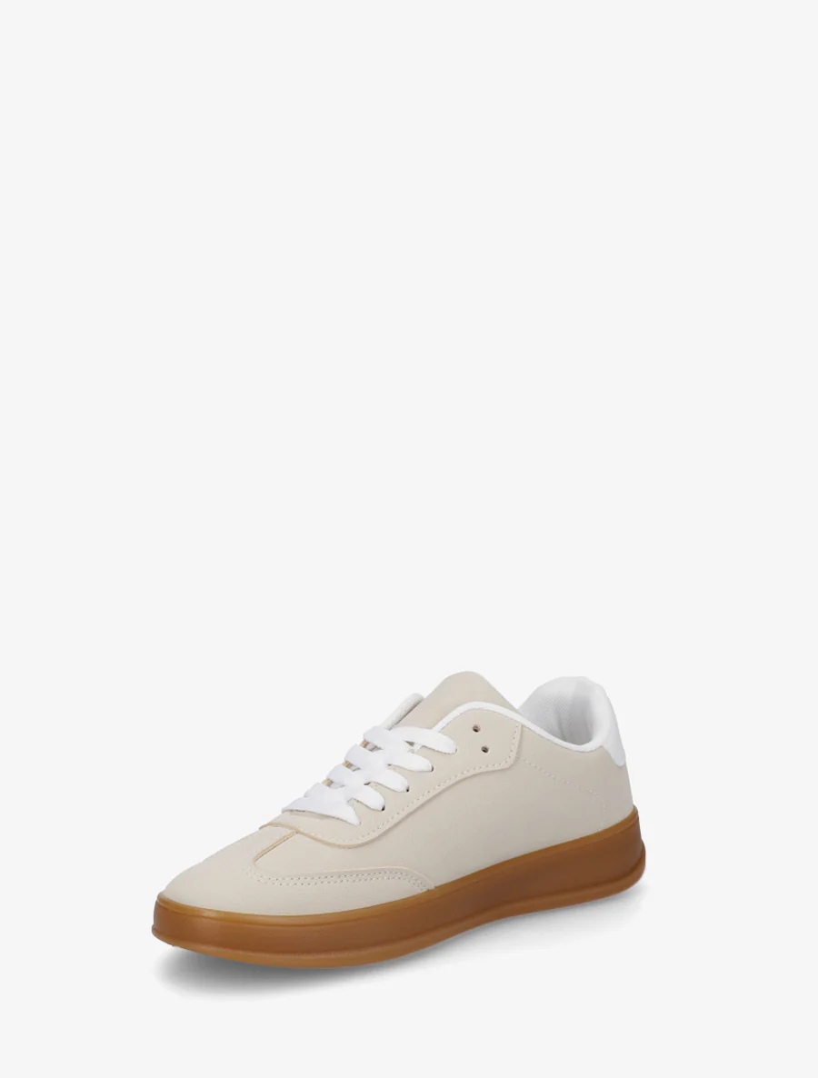 Effen sneakers met rubberen zool - Beige - Image 3