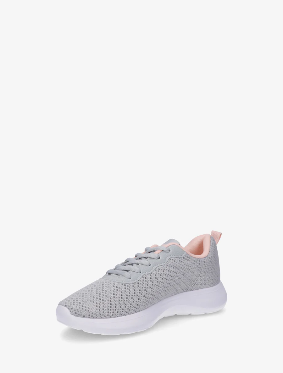 Effen sneakers van mesh - Grijs - Image 3