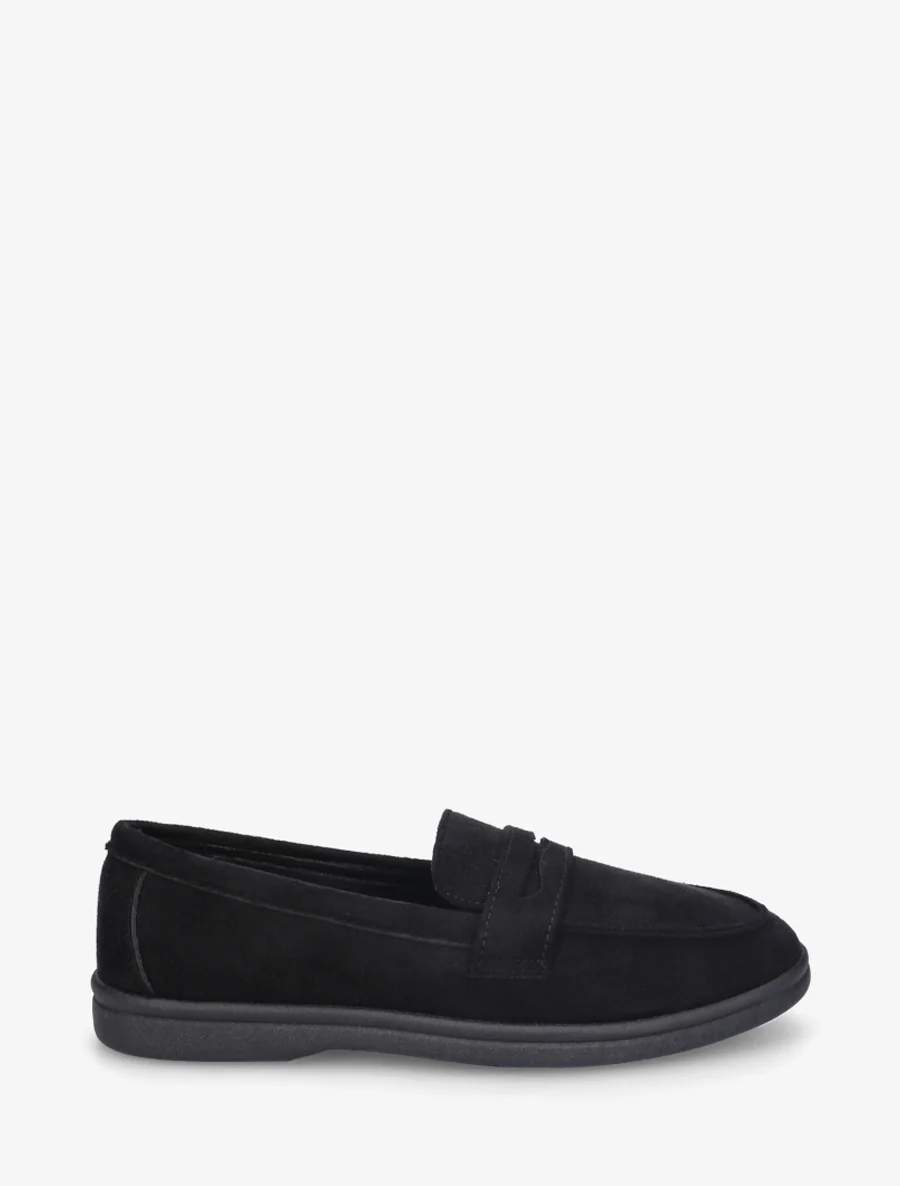 Effen suède mocassins - Zwart