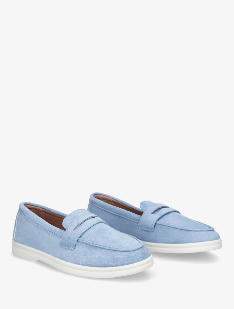 Effen suède mocassins - Lichtblauw - Image 4