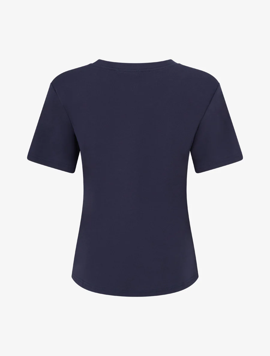Effen T-shirt met bladborduurwerk - Marine - Image 2