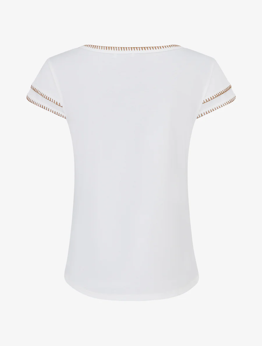 Effen T-shirt met gestileerde korte mouwen. - Wit - Image 2