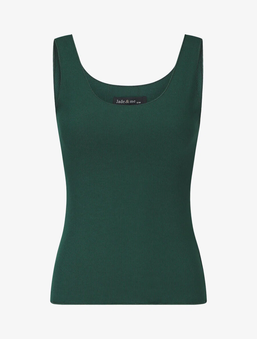 Effen tanktop met slanke pasvorm - dennengroen