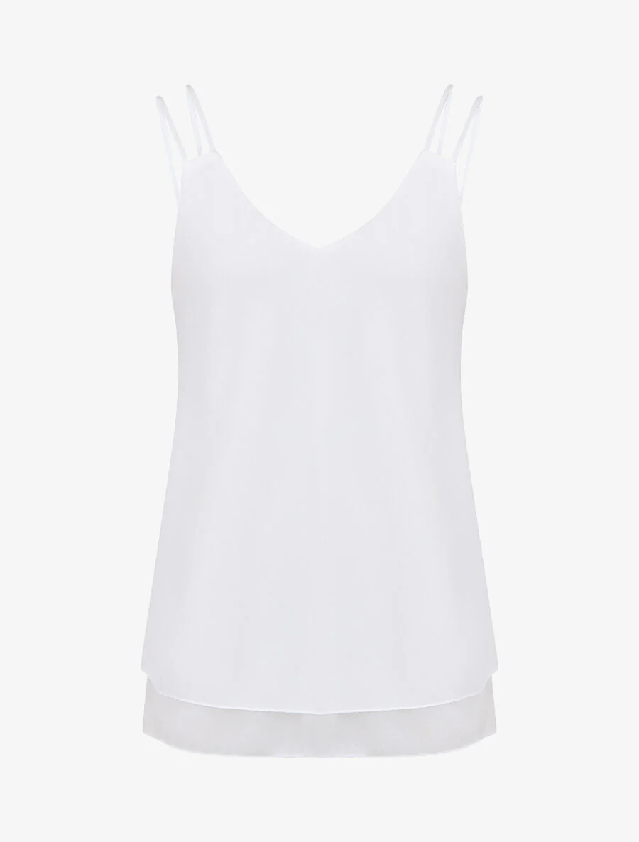 Effen top in gelaagde voiles - wit