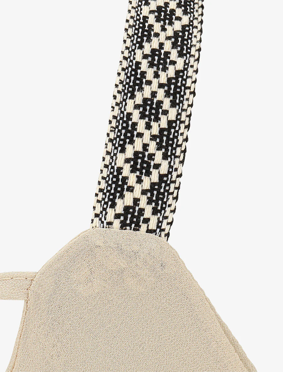 Effen top met aztec-print en bandjes - beige - Image 3