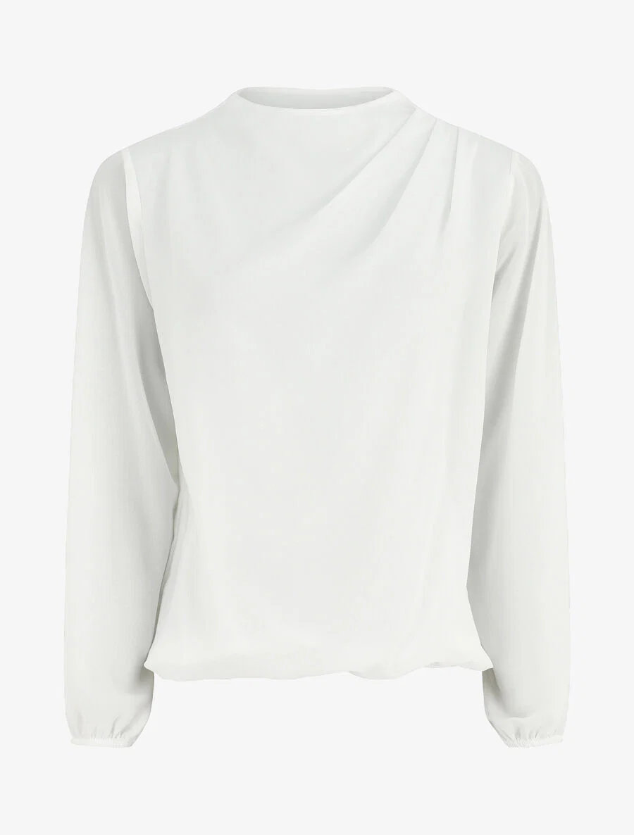 Effen top met gedrapeerde hals - wit
