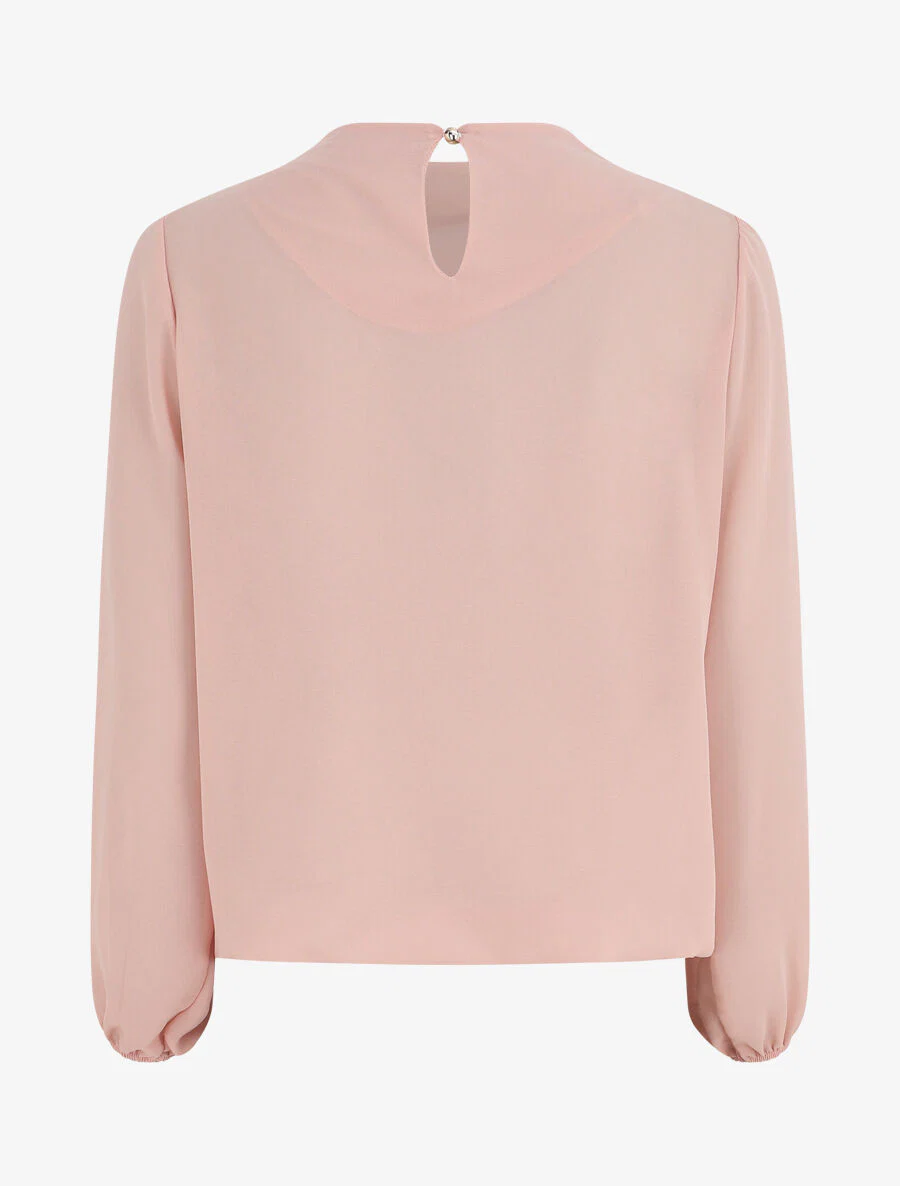 Effen top met gedrapeerde hals - Roze - Image 2