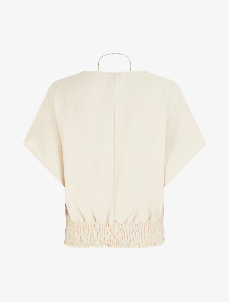 Effen top met korte mouwen - Beige - Image 2