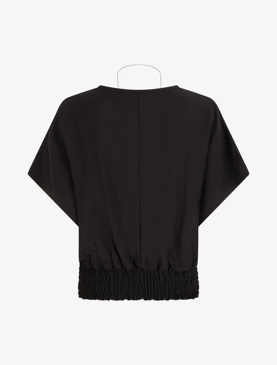 Effen top met korte mouwen - Zwart - Image 2