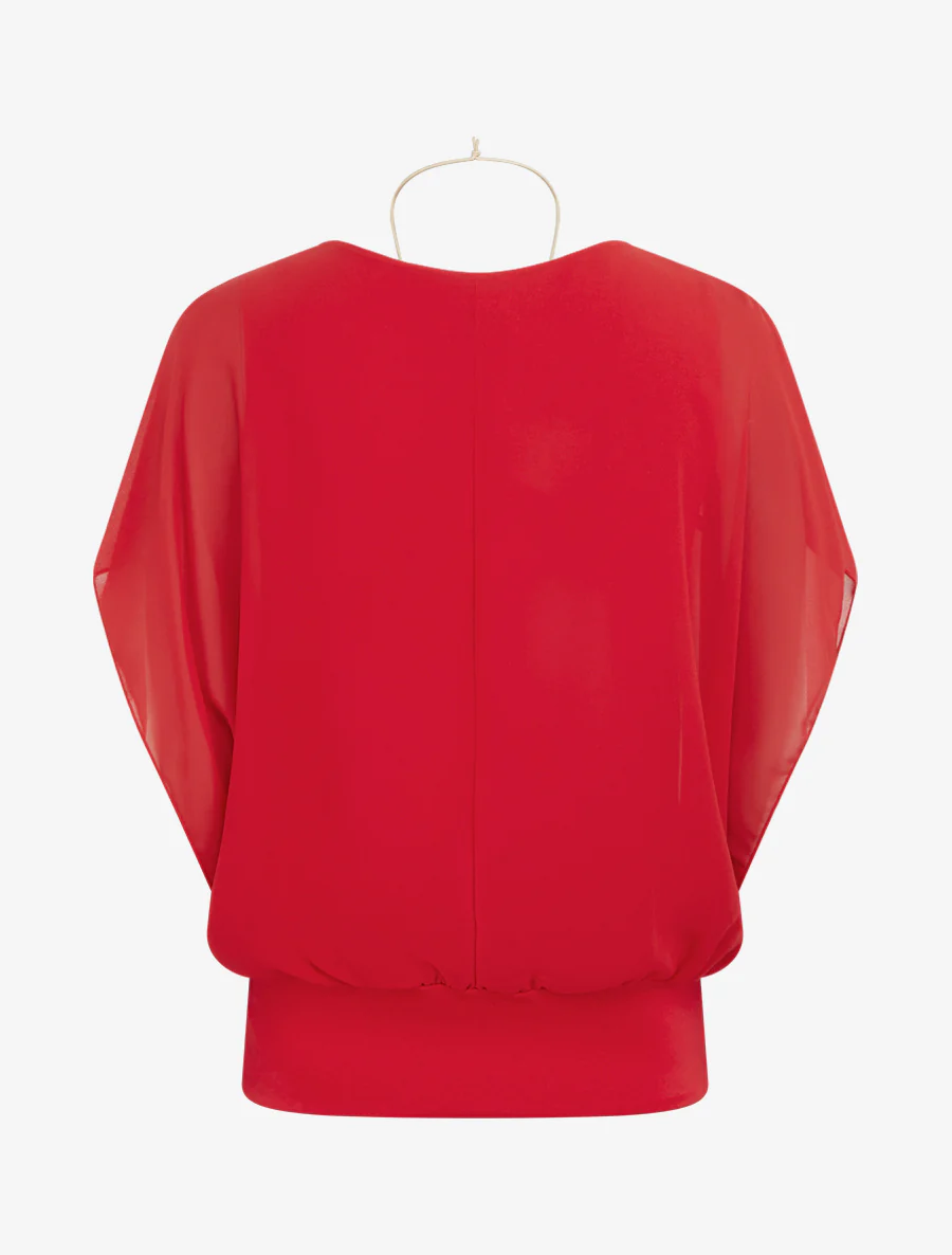 Effen top met korte mouwen - Rood - Image 2