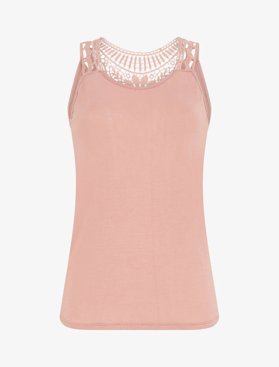 Effen topje met borduursels - Roze
