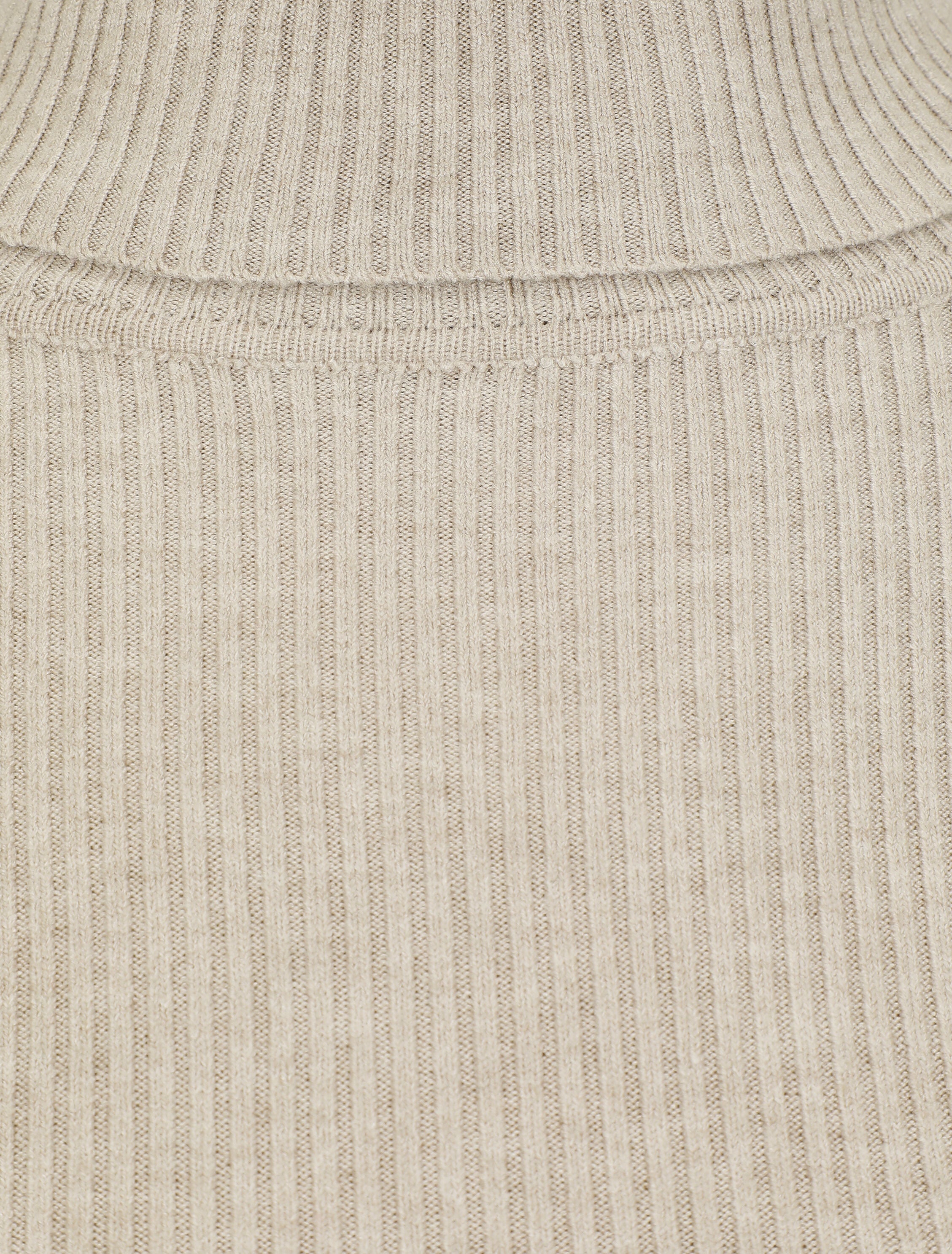 Effen trui-jurk met colkraag - Beige - Image 3