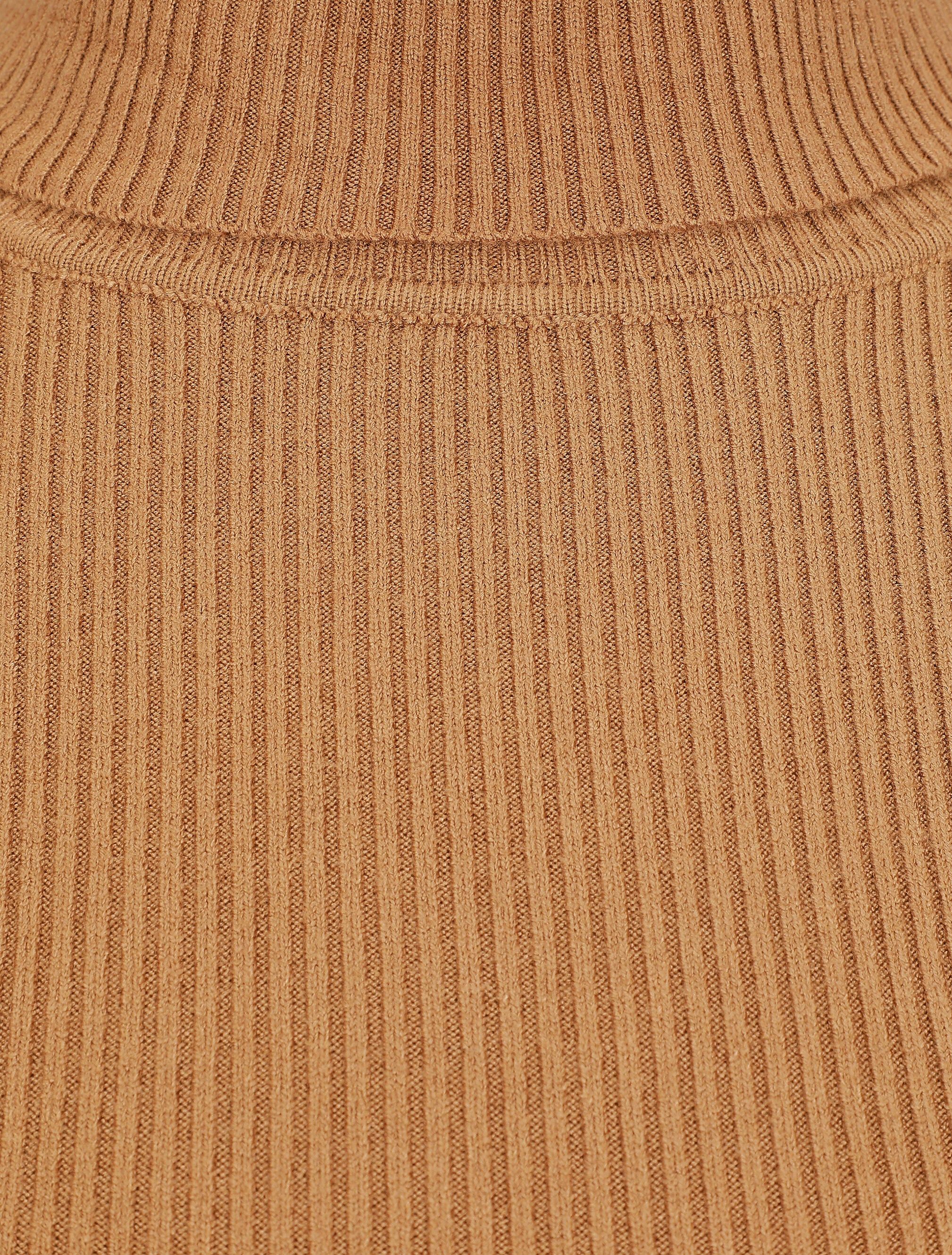 Effen trui-jurk met colkraag - Kameel - Image 3