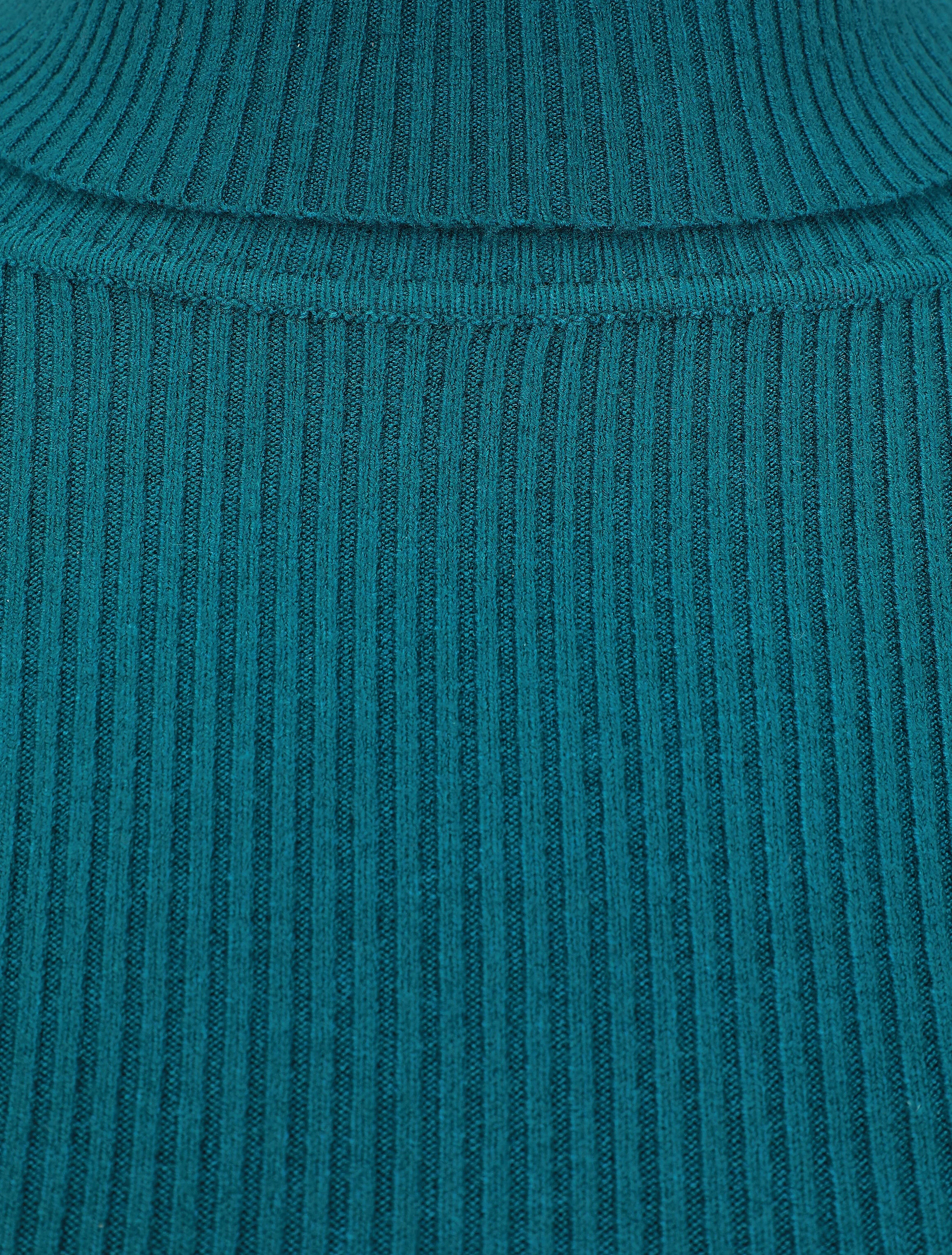 Effen trui-jurk met colkraag - Blauwgroen - Image 4