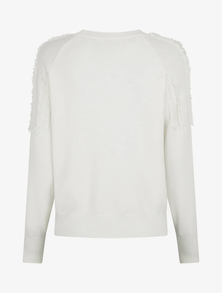Effen trui met rafeldetail - Ecru - Image 2