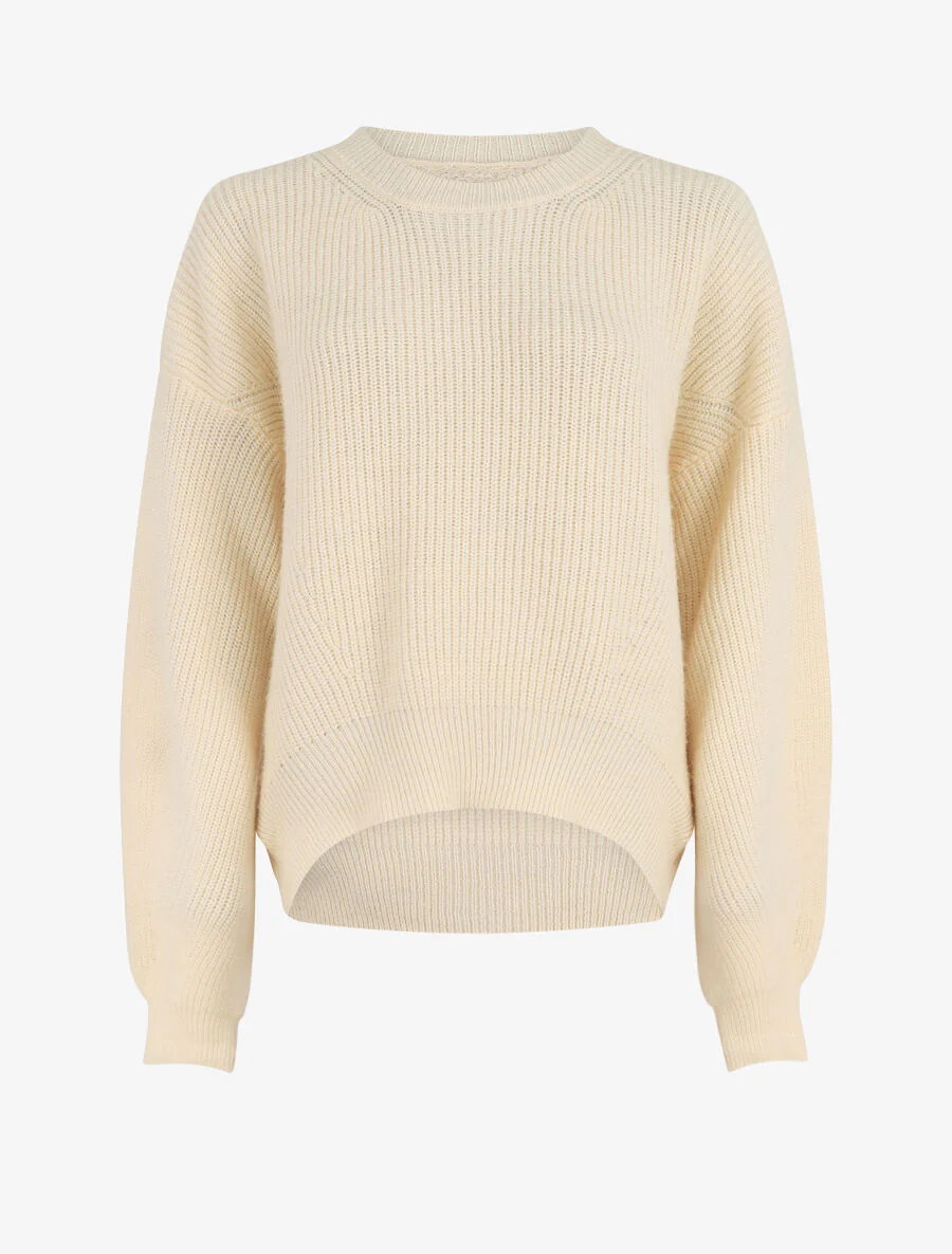 Effen trui met ronde hals - Beige - Image 2
