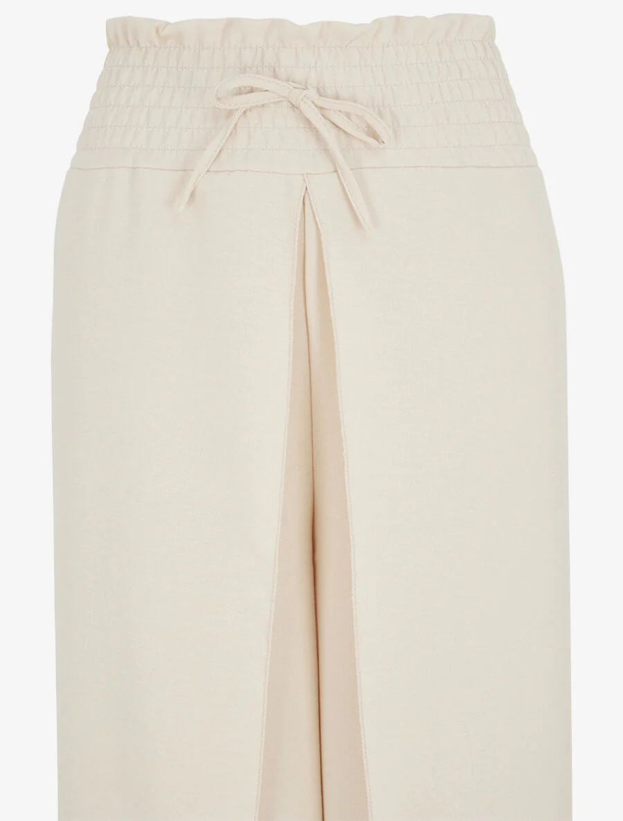 Effen tulpbroek met elastische tailleband - beige - Image 3