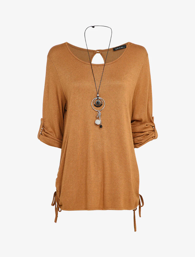 Effen tuniek met trekkoorden - Camel