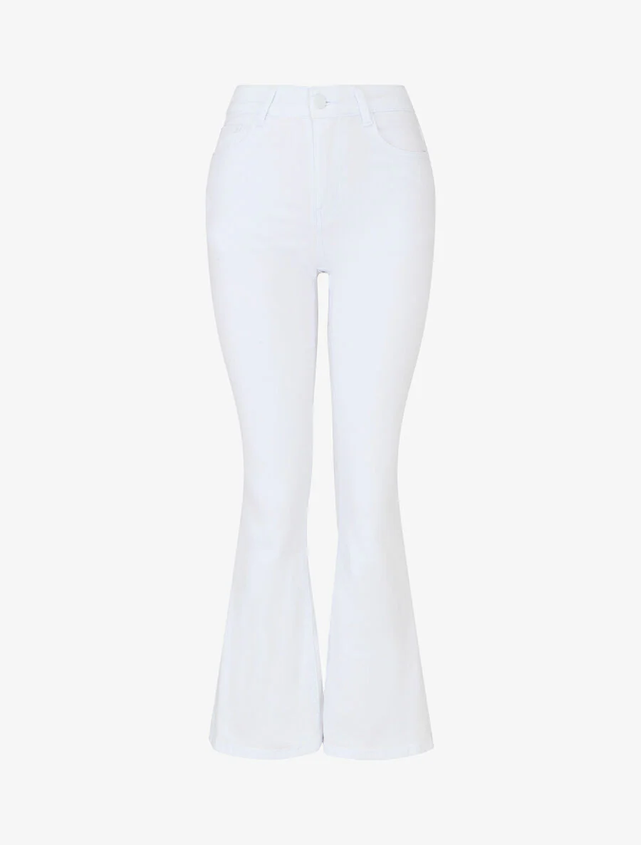 Effen. uitlopende jeans met standaard taille - wit