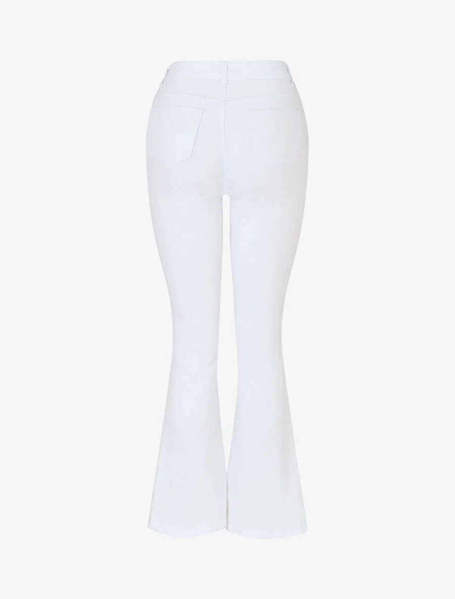 Effen. uitlopende jeans met standaard taille - wit - Image 2