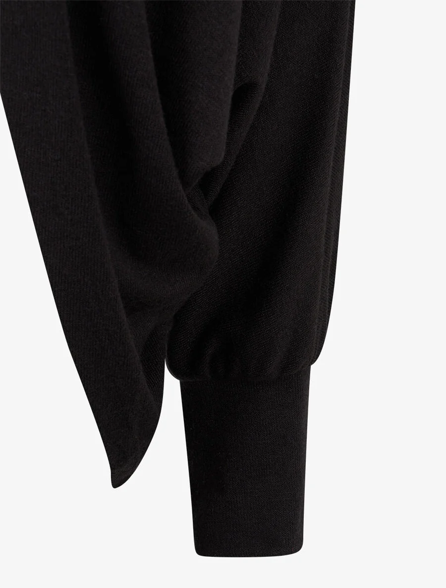 Effen vest met dolmanmouwen - Zwart - Image 3