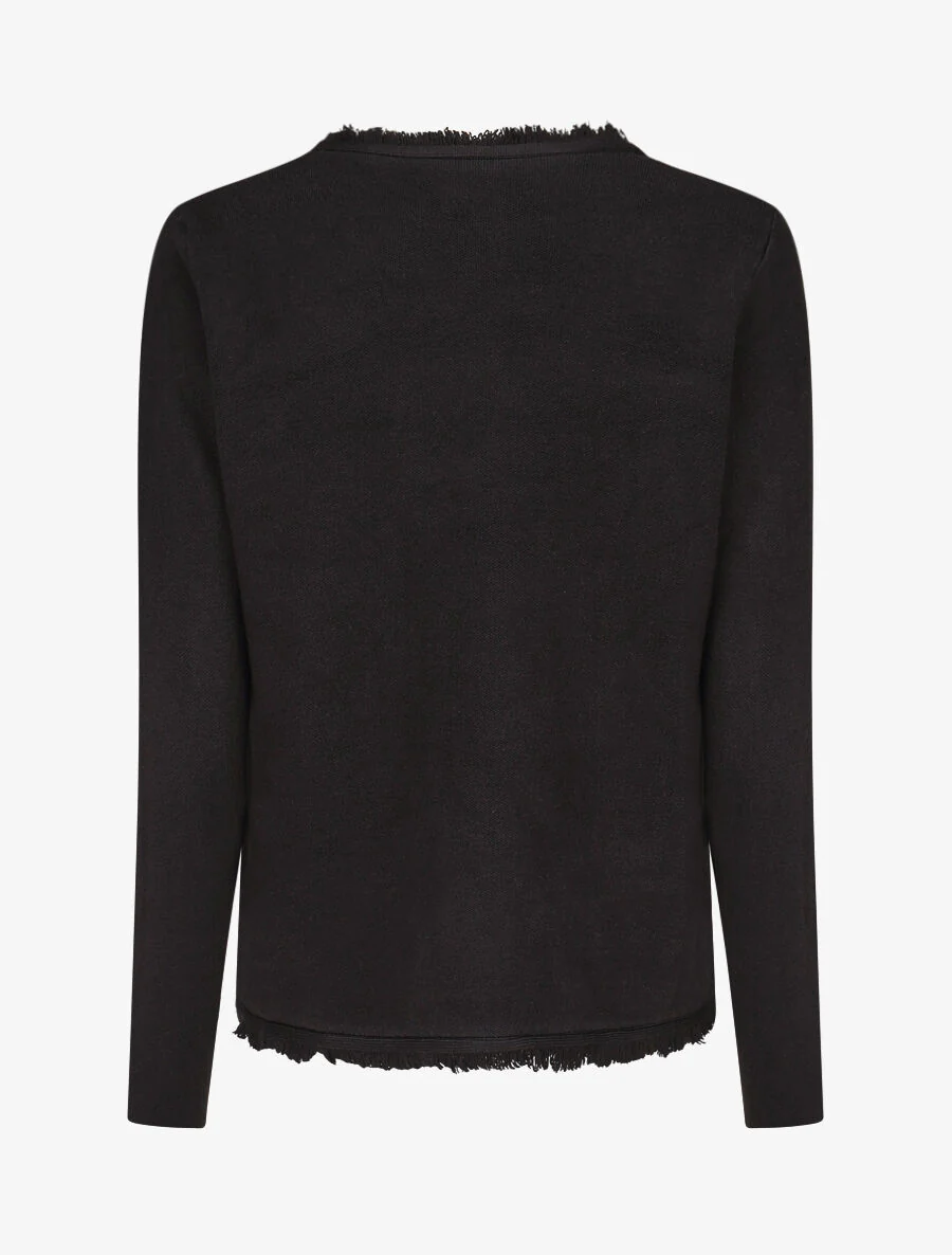 Effen vest met gerafelde randen - zwart - Image 2