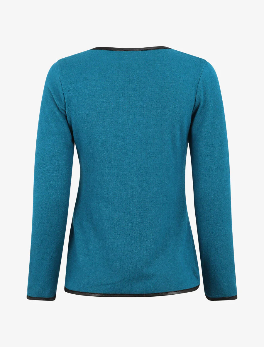 Effen vest met textuurrand - Blauwgroen - Image 2