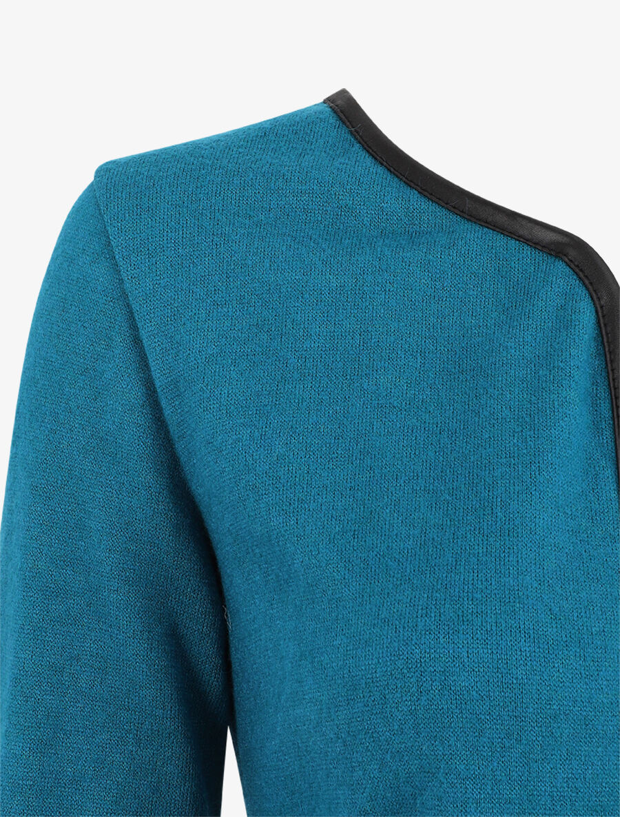 Effen vest met textuurrand - Blauwgroen - Image 3