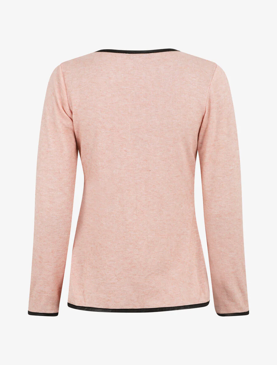 Effen vest met textuurrand - Poederroze - Image 2