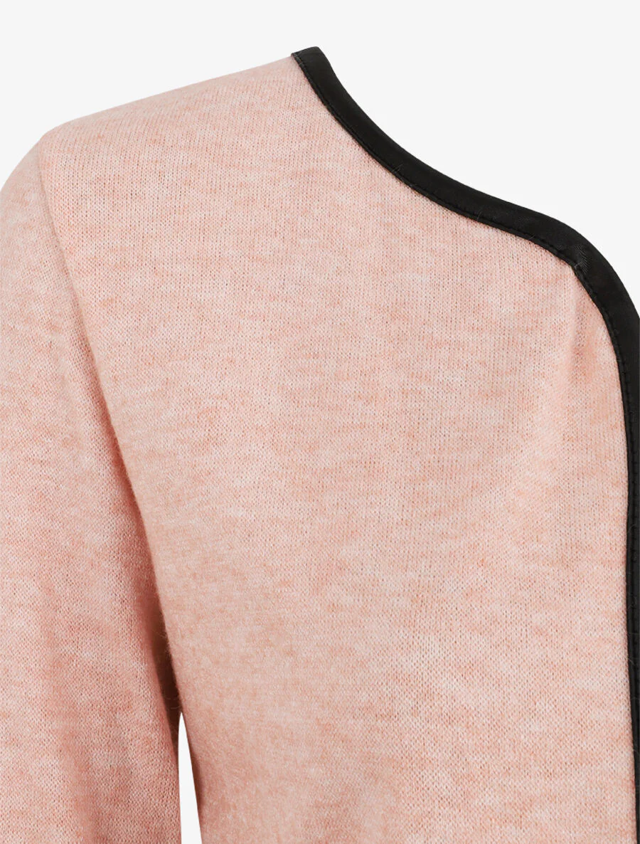 Effen vest met textuurrand - Poederroze - Image 3