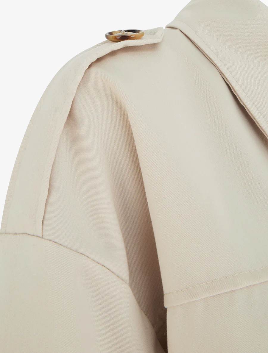 Effen vloeiende jas met rits. - Beige - Image 3