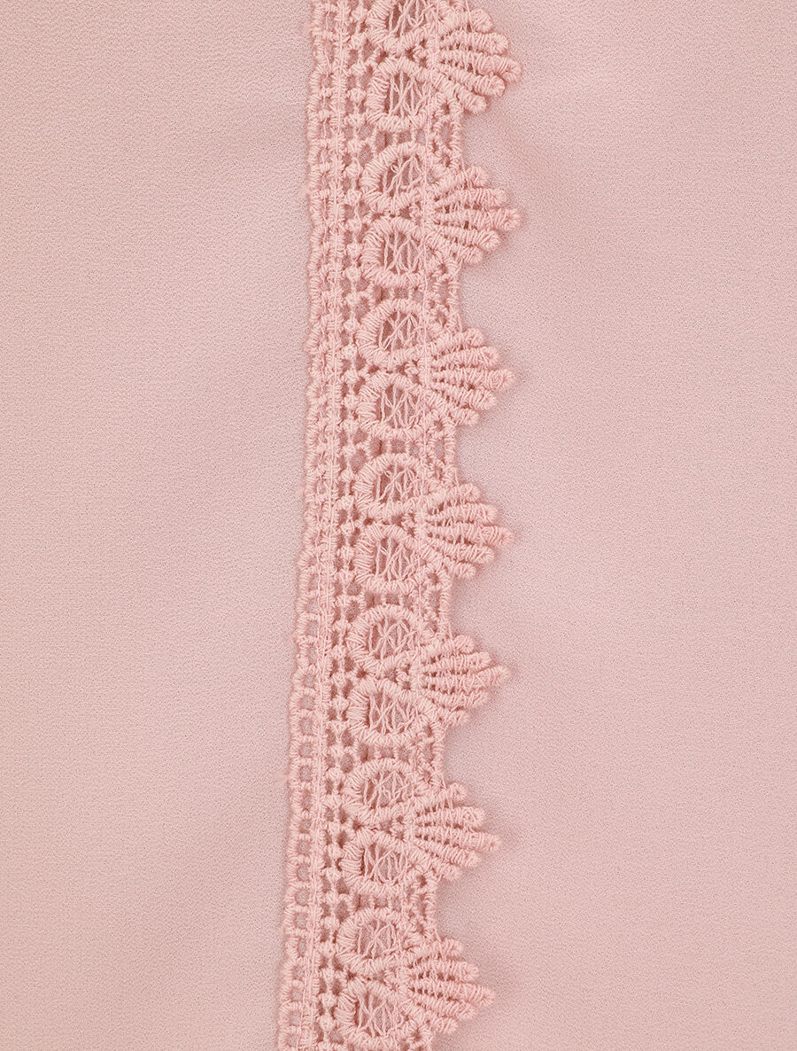 Effen voile blouse met geborduurde kraag - Roze - Image 3