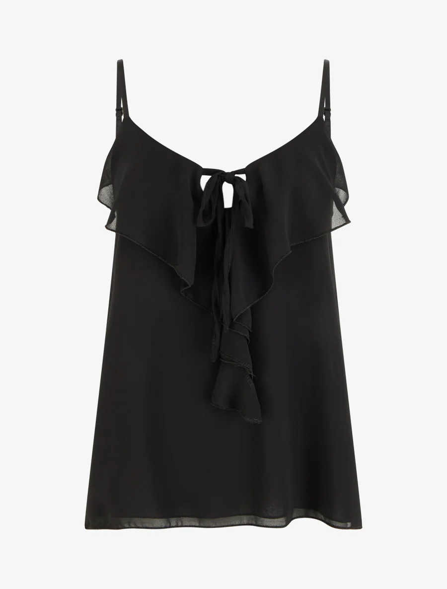 Effen voile caraco - Zwart