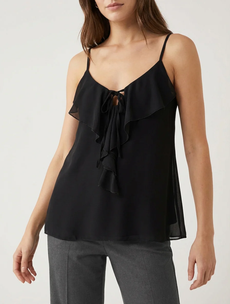 Effen voile caraco - Zwart - Image 4